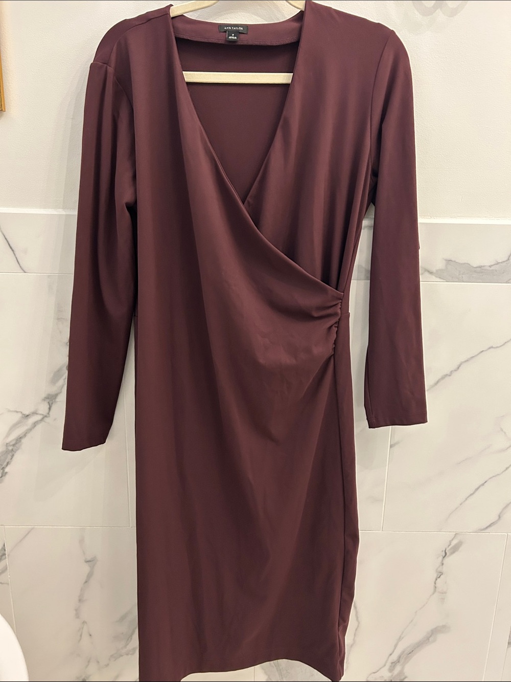 Ann Taylor  purple  Wrap-Style Long Sleeve Dress